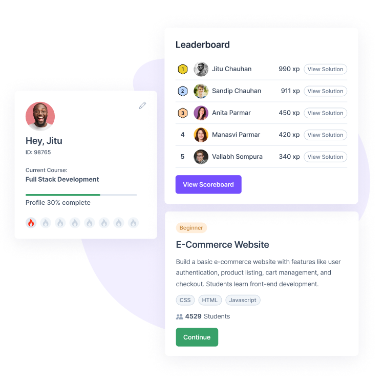 courses dashboard design